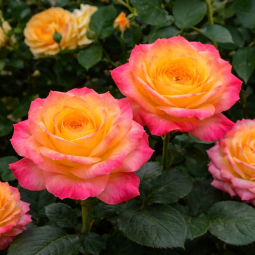 Rosier buisson ‘Girandola’ – Rose jaune bordée de rose remontante à Bouc-Bel-Air, Marseille, Aix-en-Provence | Pépinière Faure